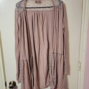 Dusty Rose Pink Lace Cardigan